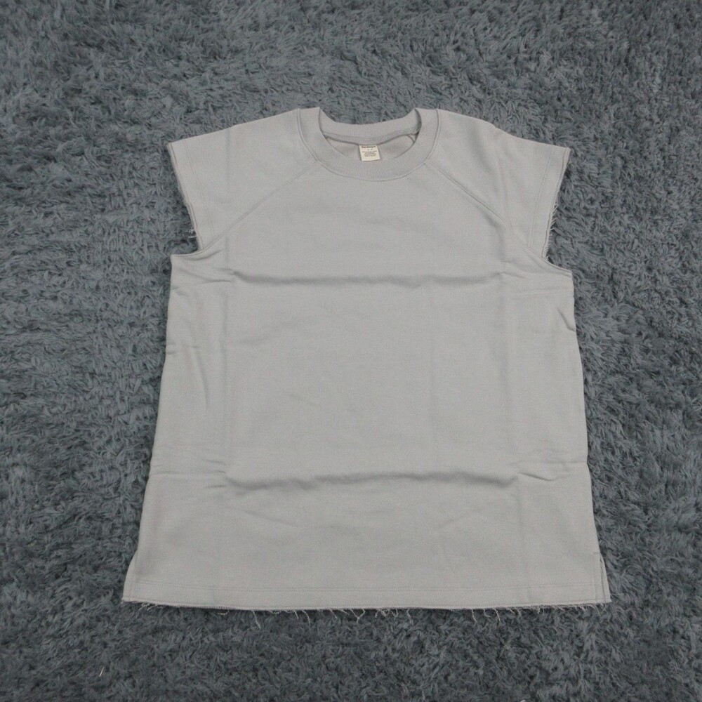 Tomboyx French Terry Cut Off Crew Womens Medium Gray Raw Edge Crop Vietnam